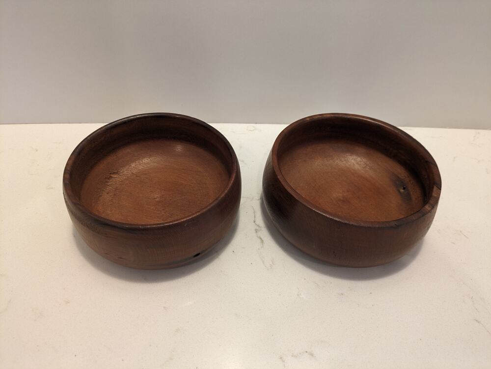 Vintage Handmade Redwood Bowls Set Of 2 Signed And Dated